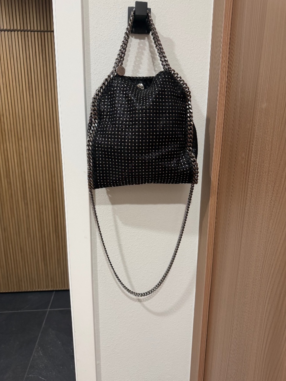 Stella McCartney Falabella Studded Mini Crossbody Bag Blk Silver Chain Authentic